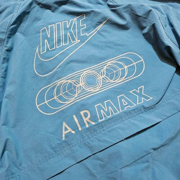 Nike Sportswear Air Max Woven Jacket Large L Blue Black Lined Logos FN0243-457 - Picture 6 of 16